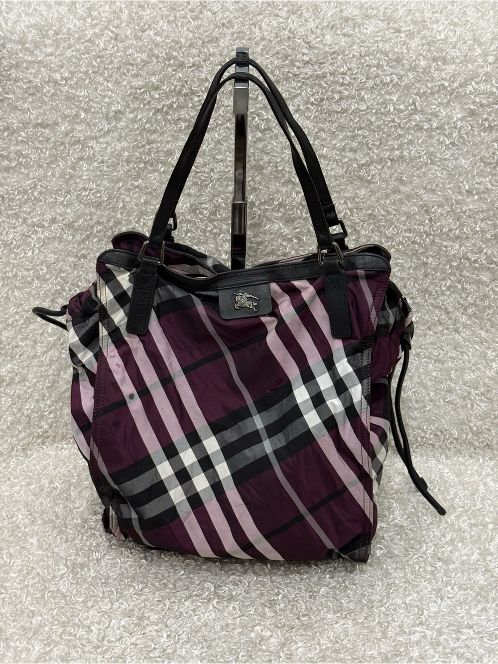 Burberry Supernova Check Nylon Buckleigh Tote Bag.